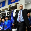 GANGNEUNG, SOUTH KOREA - FEBRUARY 22: USA's head coach Rob Stauber talks to the team following a 3-2 win over during gold medal round action at the PyeongChang 2018 Olympic Winter Games. (Photo by Matt Zambonin/HHOF-IIHF Images)

